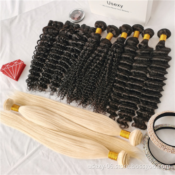 Wholesale Vendors Double drawn Human Hair Weave Bundles With Lace Frontals Closure Raw Mink Brazilian Cuticle Aligned Hair